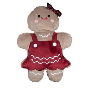 Almofada Pelucia Biscoito de Gengibre 37x52cm Gingerbella Natal Vermelho