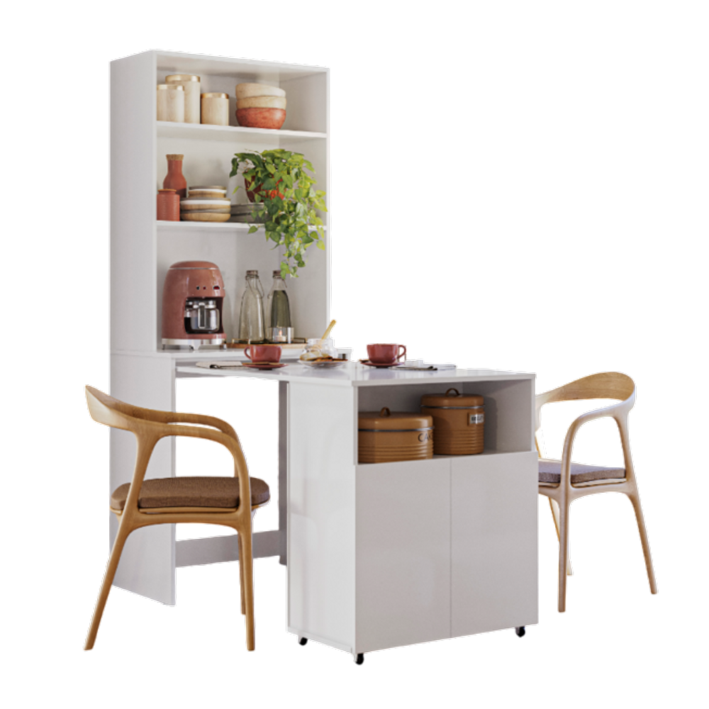 Bancada Armário Cantinho do Café Dueto - Branco/Branco