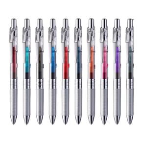 Kit 10 Canetas Gel Energel Infree Pentel 0.7mm Ponta Fina Colorida Tecnologia Japonesa