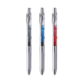 Kit 03 Canetas Gel Energel Infree Pentel 0.5mm Ponta Fina Cores Básicas Tecnologia Japonesa