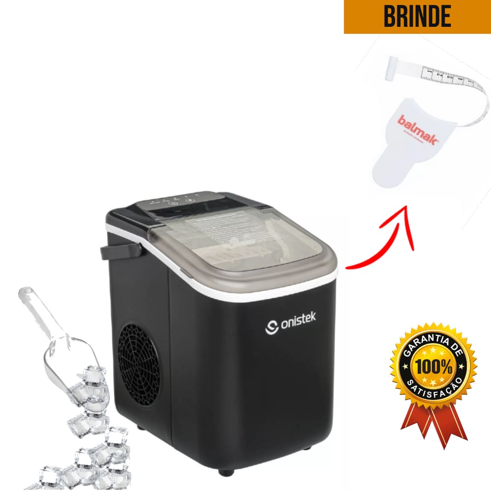 Maquina De Gelo Em Cubos Portatil 12kg 1,3l Preto 220v + Fita Metrica
