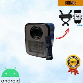 Projetor Multimídia com Sistema de Som Home Theater Integrado Sistema Operacional Android 9.0 + Suporte de Celular