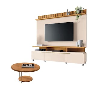 Estante Home Theater Artís Off White Cinamomo e Mesa de Centro Sky Cinamomo - HB Móveis