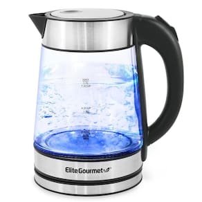 Elite Gourmet Chaleira Elétrica De Vidro Sem Fio 1.7l Com Led Azul Inox