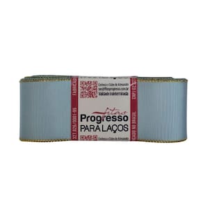 Fita de Gorgurão GLD009 38mm Borda Dourada Progresso 10 Metros