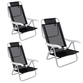 Kit 3 Cadeira Reclinável Sunny 6 Posições Em Alumíno Para Praia Piscina Camping Preta - 063007 Belfix