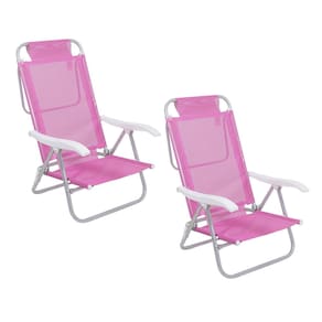 Kit 2 Cadeira Reclinável Sunny 6 Posições Alumíno Praia Piscina Camping Rosa - 063010 Belfix