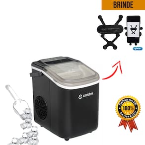 Maquina De Gelo Em Cubos Portatil 12kg 1,3l Preto 110v + Suporte de Celular