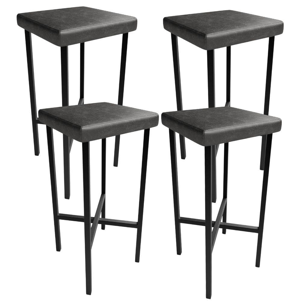 Kit 04 Banquetas Alta Bar Cozinha Sala De Jantar Preto Stella L02 Couríssimo Preto - Lyam Decor