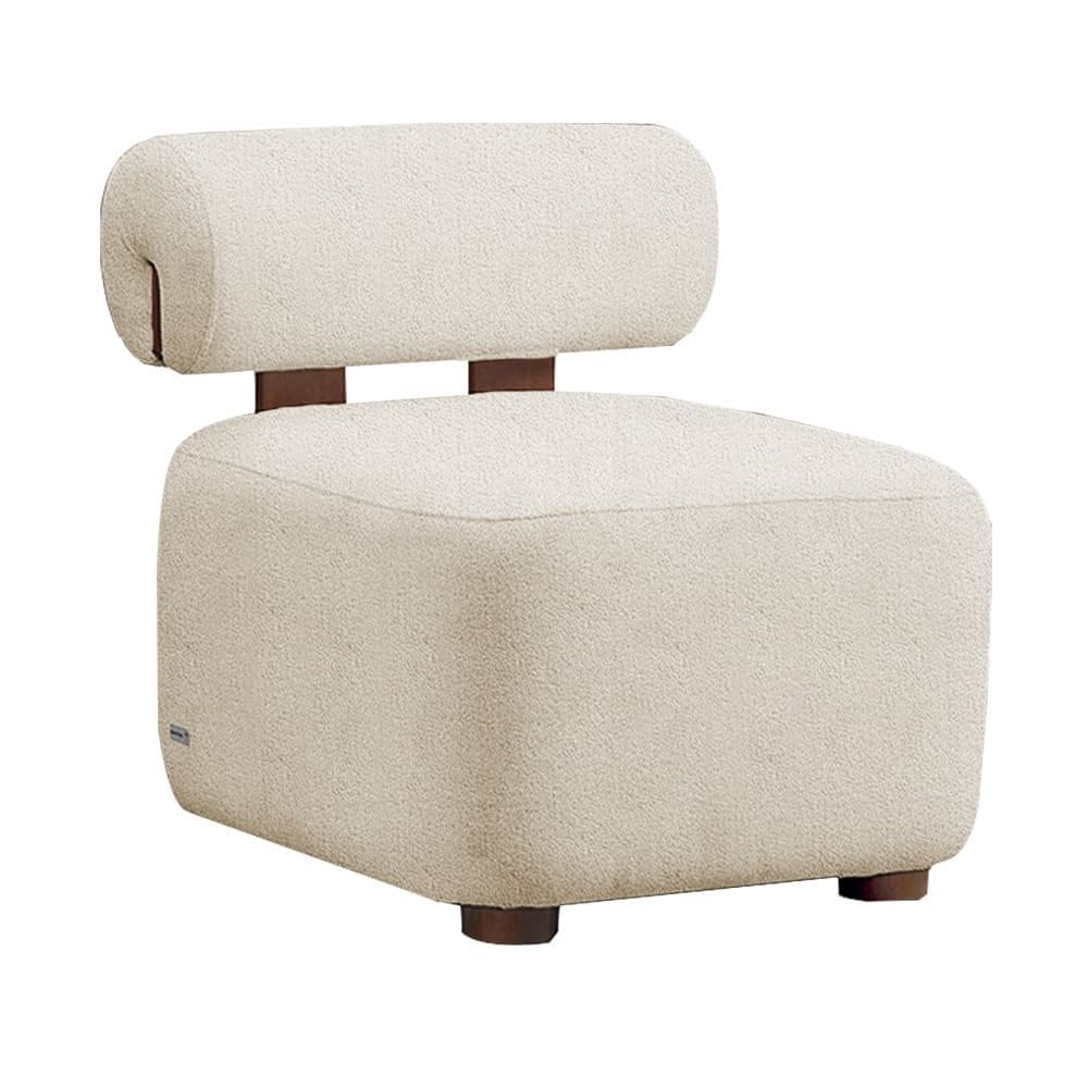 Poltrona Livi para Sala de Estar Bouclê Bege - Vallisa Decor