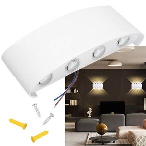 Arandela Luminaria 8W Parede Iluminaçao 8 Fachos Led Decoraçao Casa Rua Garagem Predio Quintal Jardim Varanda Segurança