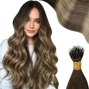 Extensões de cabelo Nano Bead Moresoo de marrom escuro a loiro escuro