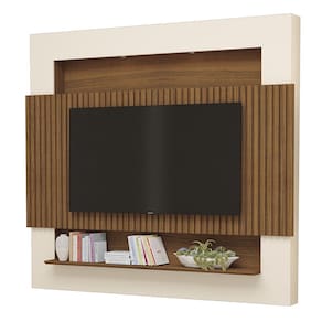 Painel Suspenso Riviera Ripado 217cm Para TV até 75 Polegadas Carvalho New Off White Luapa