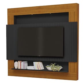 Painel Suspenso Riviera Ripado 217cm Para TV até 75 Polegadas Preto Freijó Luapa
