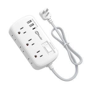 Cabo de extensão Power Strip Surge Protector de 3 pés com 6 tomadas, 3 USB