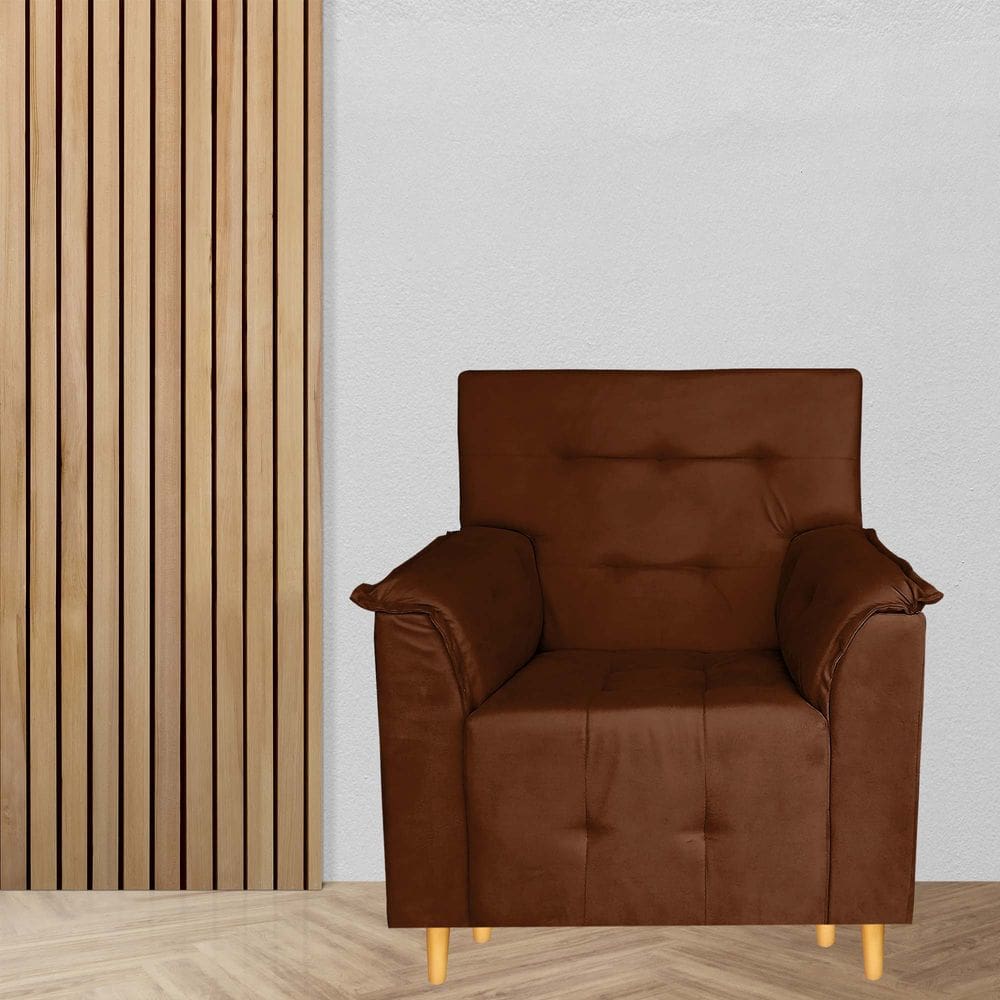 Poltrona Decorativa Valentina Confortável Para Sala Quarto Recepção TerraCota