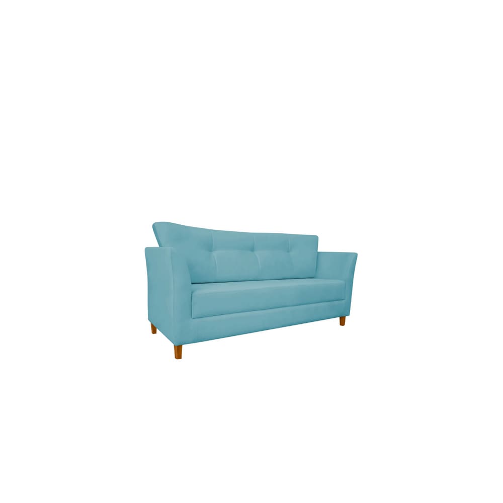 Namoradeira Decorativa Sala Estar Isis 3 Lugares 1,80 Veludo Azul Turquesa - Montanaris Decor