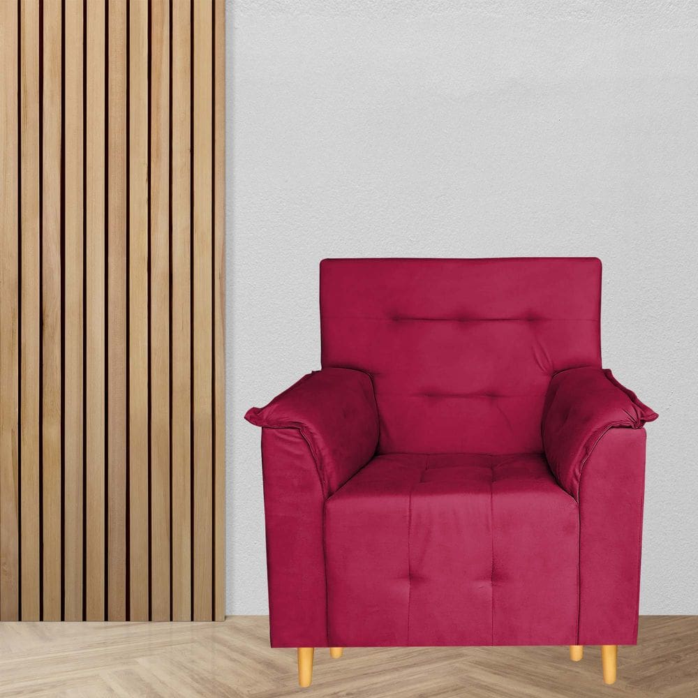 Poltrona Decorativa Valentina Confortável Para Sala Quarto Recepção Vermelho