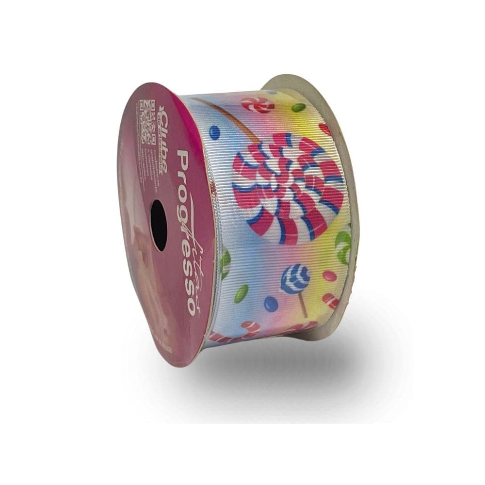 Fita De Gorgurão Estampada 38mm Progresso Nº9 | Pirulitos