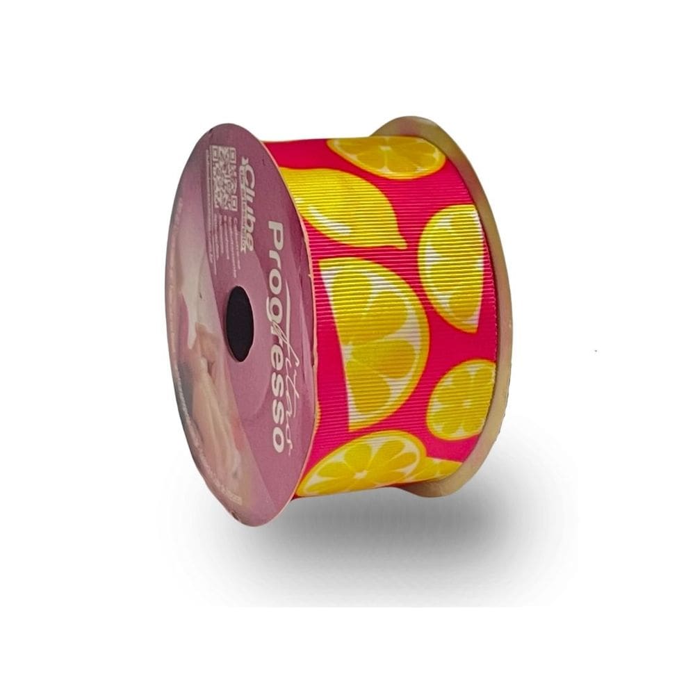 Fita De Gorgurão Estampada 38mm Progresso Nº9 Limão Sicilian