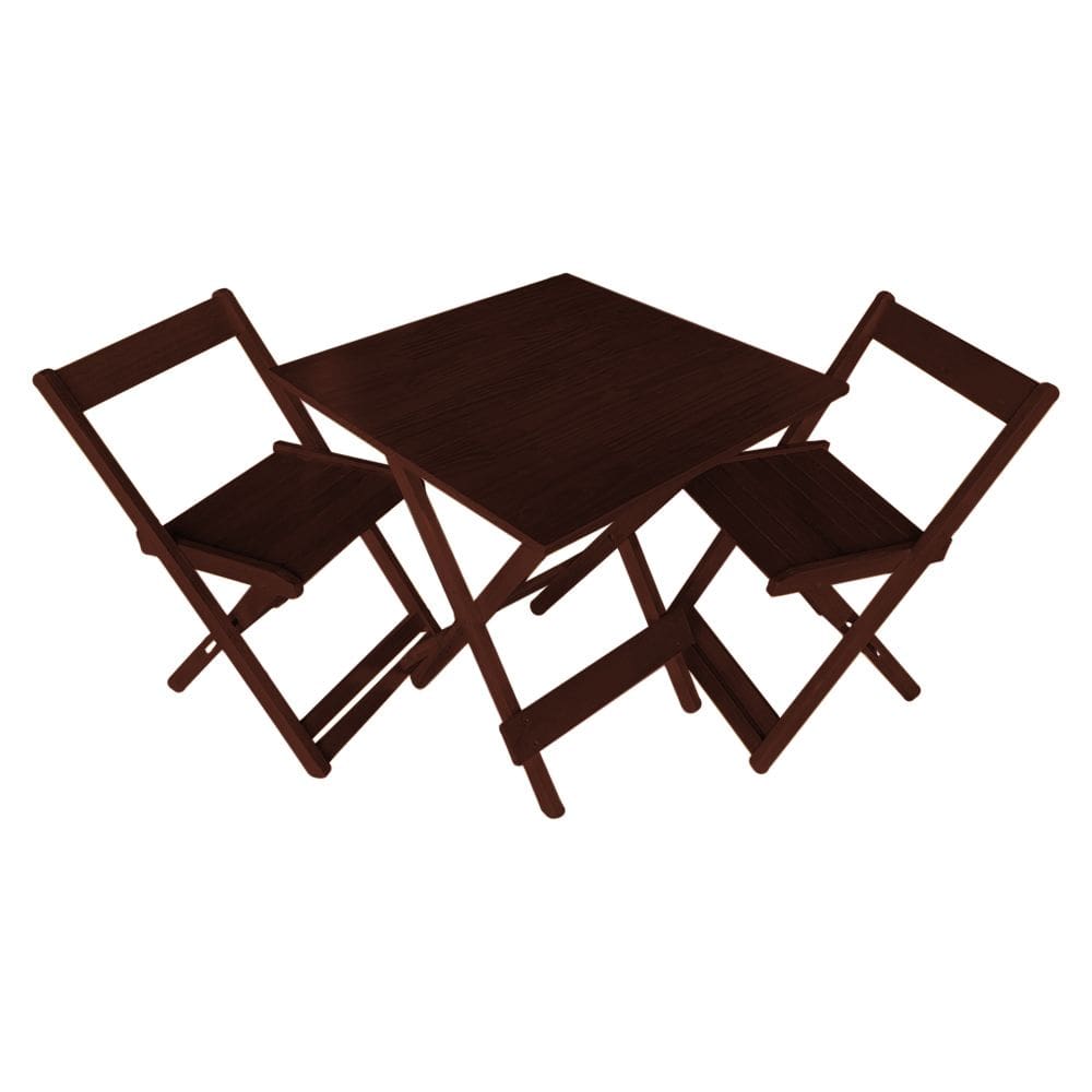 Jogo de Mesa Bar 70 X 70 com 2 Cadeiras Dobráveis Imbuia