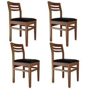 Kit 4 Cadeiras para Sala de Jantar em Madeira Maciça Diamante Natural/Preto