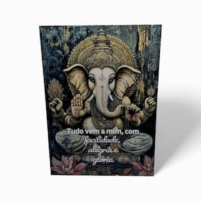 Placa Decorativa Ganesha Floral Mdf com Fita DuplaFace 27 cm