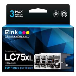 Cartucho de tinta E-Z de substituição de tinta Brother LC-75 XL preto