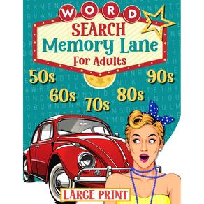 Livro de busca de palavras com impressão grande Memory Lane para adultos