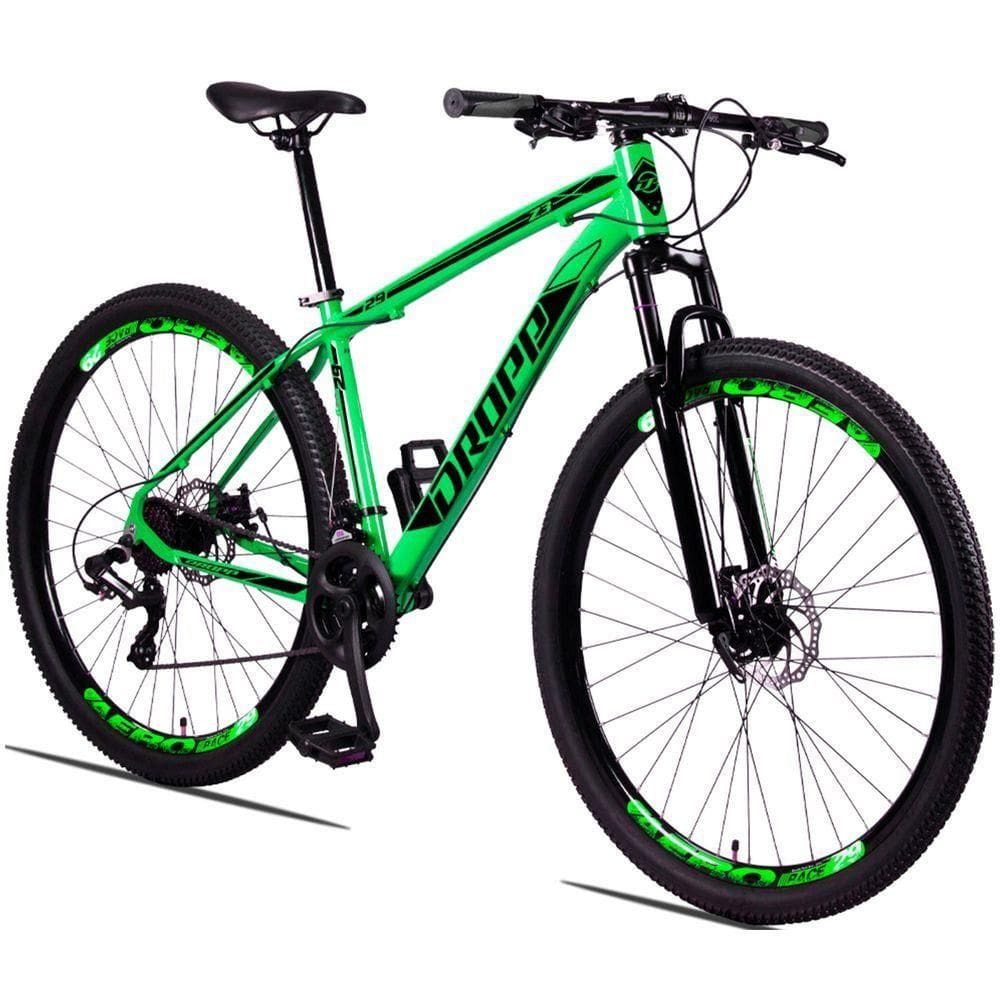 Bicicleta Aro 29 Dropp Z3 H Alumínio Câmbio Shimano 24v Freio A Disco Hidráulico 21 Verde+preto