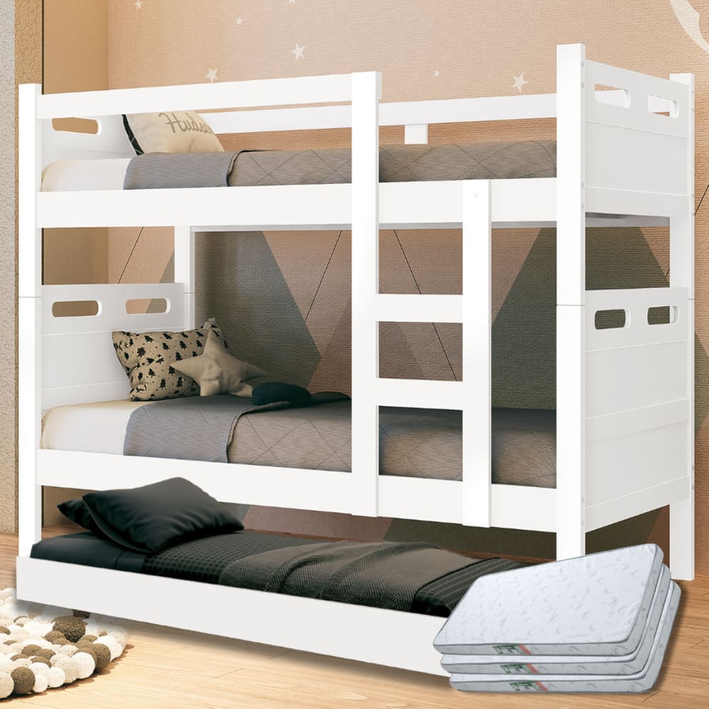 Beliche com Cama Auxiliar 03 Colchões D20 Treliche Completa