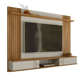 Painel Suspenso para TV até 70" Denver 180cm Cor Off White e Nature - Peternella