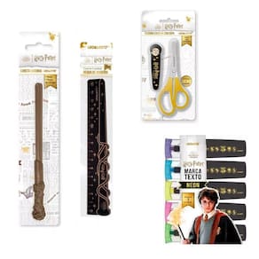 Kit Adulto Infantil Harry Potter Canetas Regua Tesoura