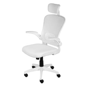 Cadeira Escritório Giratória NR-17 Presidente Bogotá Or Design Tela Mesh Branca Base Branco Rodízio