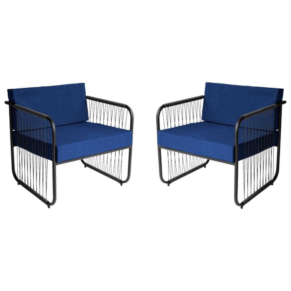 Conjunto 2 Poltronas para Sala de Estar Córdova em Aço Carbono e Fibra Sintética Acesse Móveis