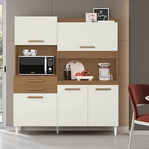 Kit Armário de Cozinha Isis 1,82 M com 5 Portas e 2 Gav na Cor Atacama Off White B1 - Aramóveis