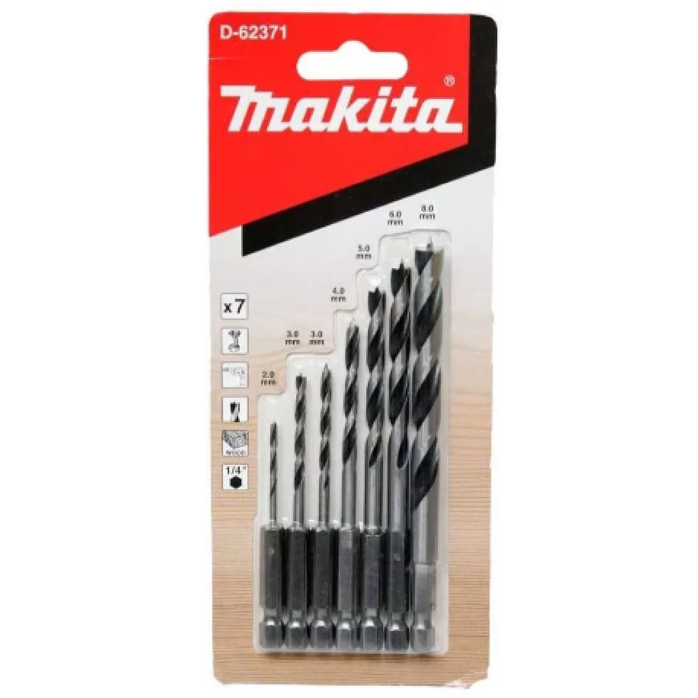 Kit 7 Brocas Para Madeiras Encaixe Sextavado MAKITA D-62371