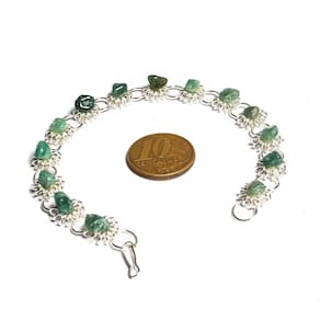 Pulseira Margarida Pedra Quartzo Verde Montagem Prateado