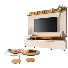 Estante Home Theater Artís Off White Cinamomo e Kit Mesa de Centro Sky Cinamomo – HB Móveis