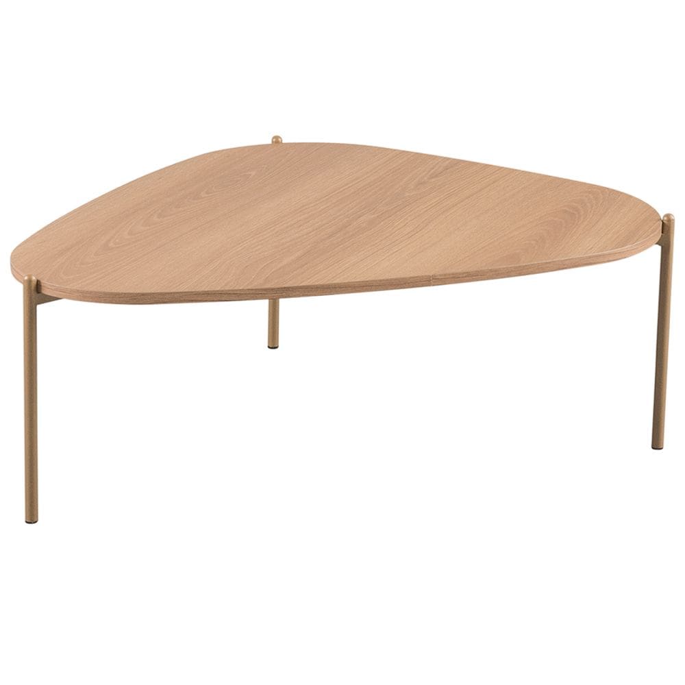 Mesa de Centro Para Sala de Estar Pés Metálicos Baixa Adek A03 Hanover Dourado - Lyam Decor