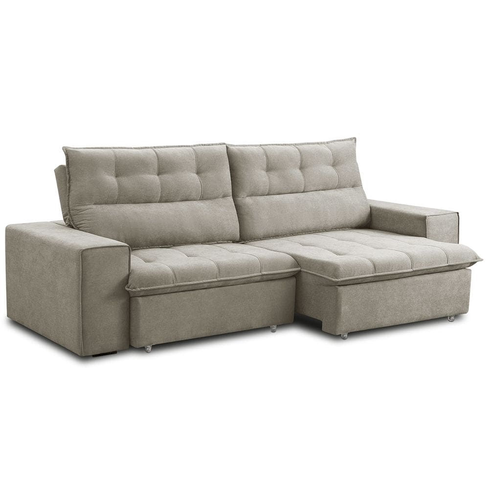 Sofá Retrátil Reclinável 3 Lugares Sala de Estar 200cm Neruda F04 Linho Bege Escuro - Lyam Decor