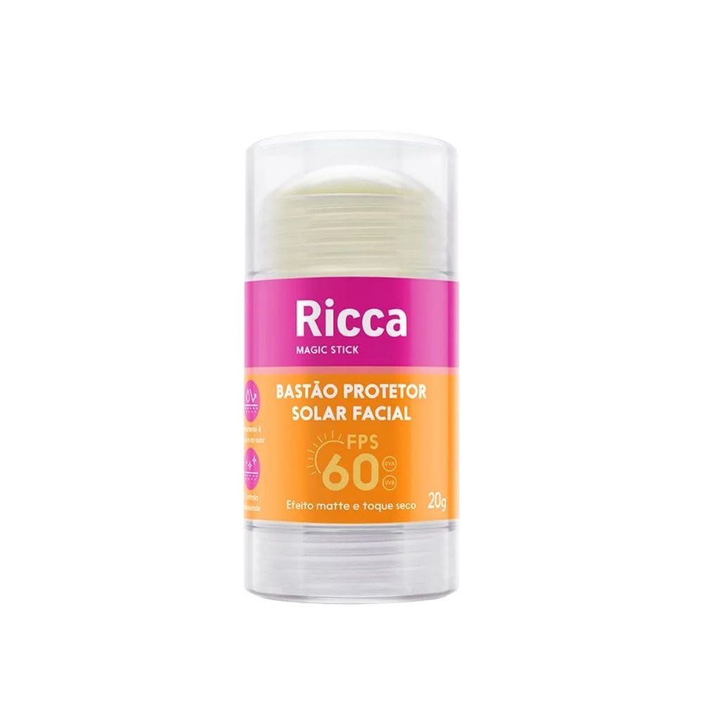 Bastão Protetor Solar Facial FPS60 Efeito Matte 20G Ricca