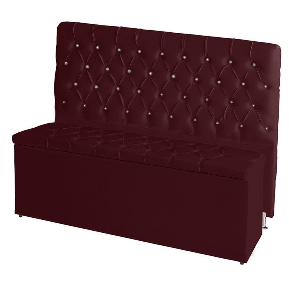 Kit Cabeceira De Cama Box E Calçadeira Baú Paris King 195 Cm 195 X 126 Capitonê Courino Bordo Eli Móveis