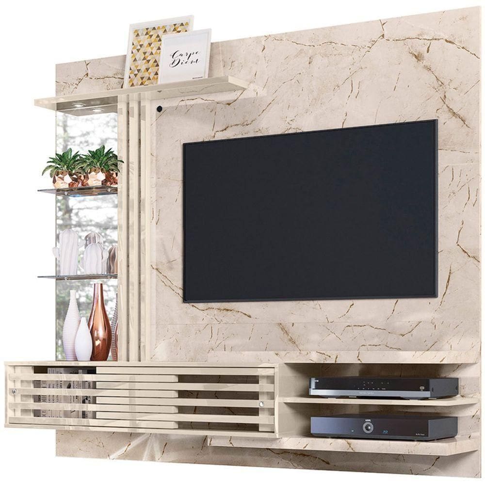Painel Suspenso Para Tv 55 Polegadas Com 2 Portas Sidnei Calacata/off White