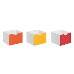 Kit 3 Gavetas Organizadoras Laranja Amarelo Vermelho