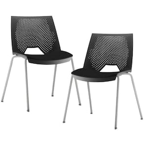 Kit 02 Cadeiras Empilhável Fixa Liked F02 Base Aço Cinza Preto - Lyam Decor