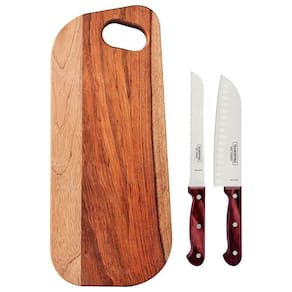 Kit Para Frios Tramontina Polywood Lâminas Aço Inox Cabos Madeira Tratada Polywood Vermelho 3 Peças Tramontina