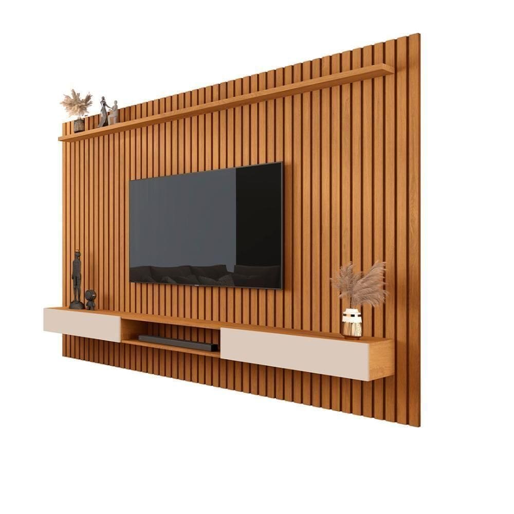 Painel Ripado Grande Tv Até 75 1.8 Nature Off White Valerius Shop Jm