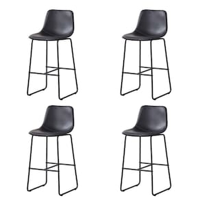 Kit 4 Banquetas Oxford Verner Fratini 100 Cm (altura) Poliuretano (pu) Preto Base Em Aço Preto