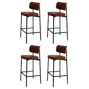 Banqueta Alta Bar Estofada Kit 4 Ella M25 Sintético Whisky - Mpozenato